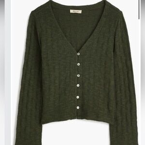 Madewell Basket Weave Knit Bell-Sleeve Button-Up Shirt - Medium - never worn